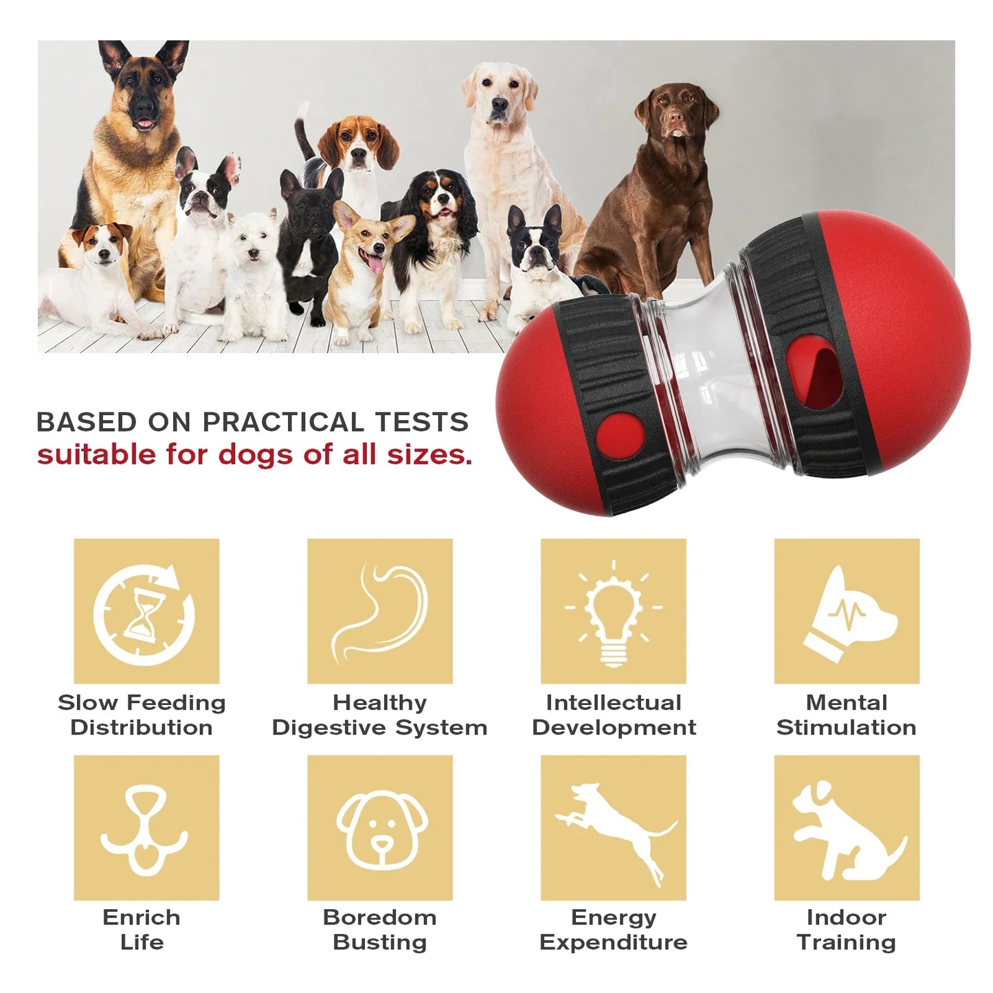 Holapet Interactive Dog Toy Ball Slow Feeder for Pets