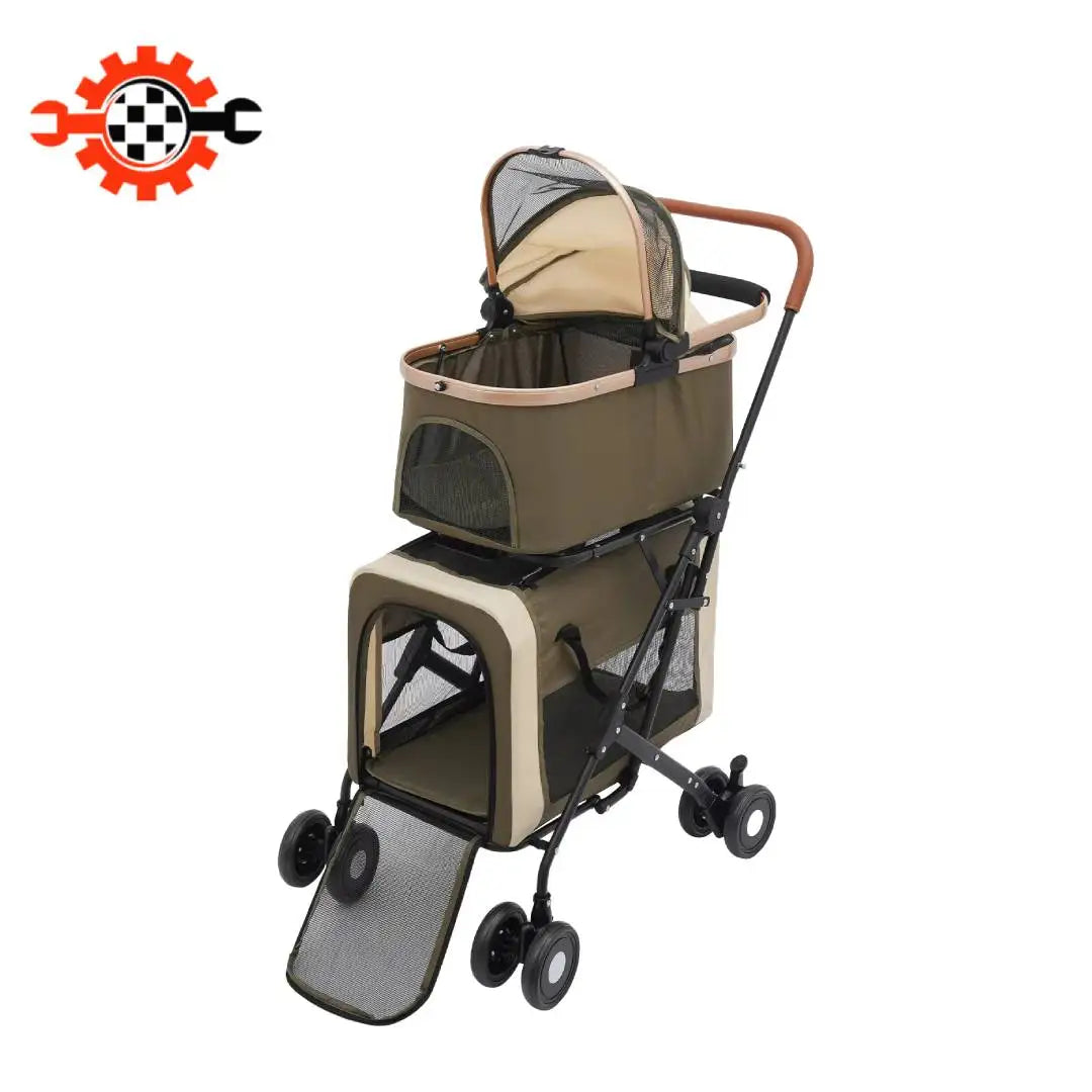 Bymaocar Foldable Pet Stroller For Travel With Sunshade Cushions