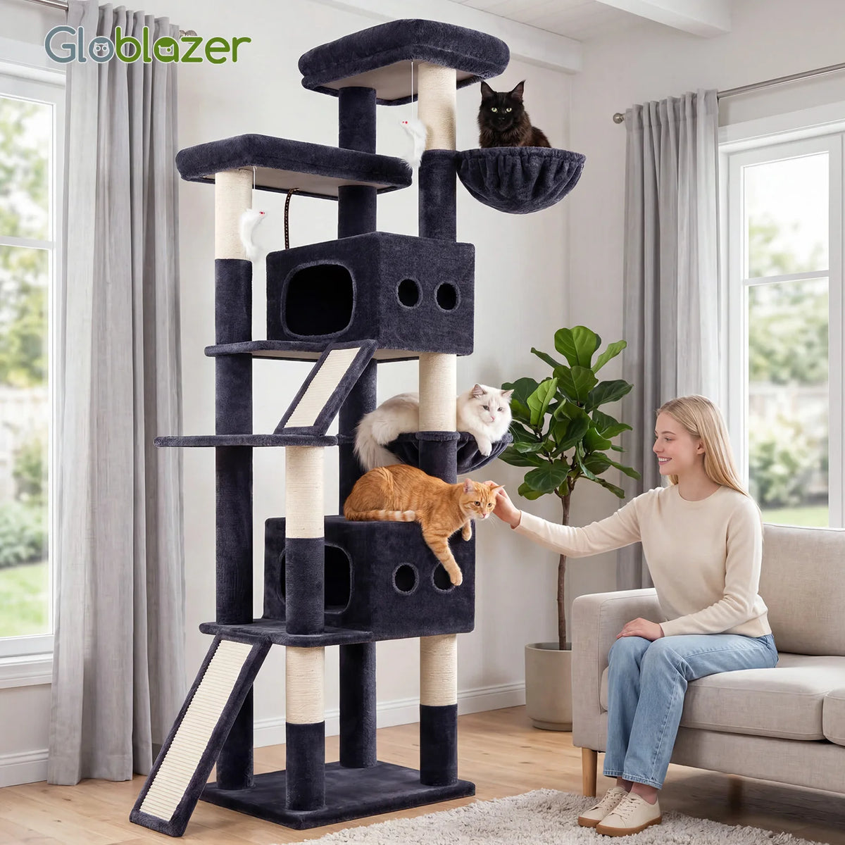 Globlazer Heavy Duty Multi Level Cat Tree With Sisal Scratching Posts