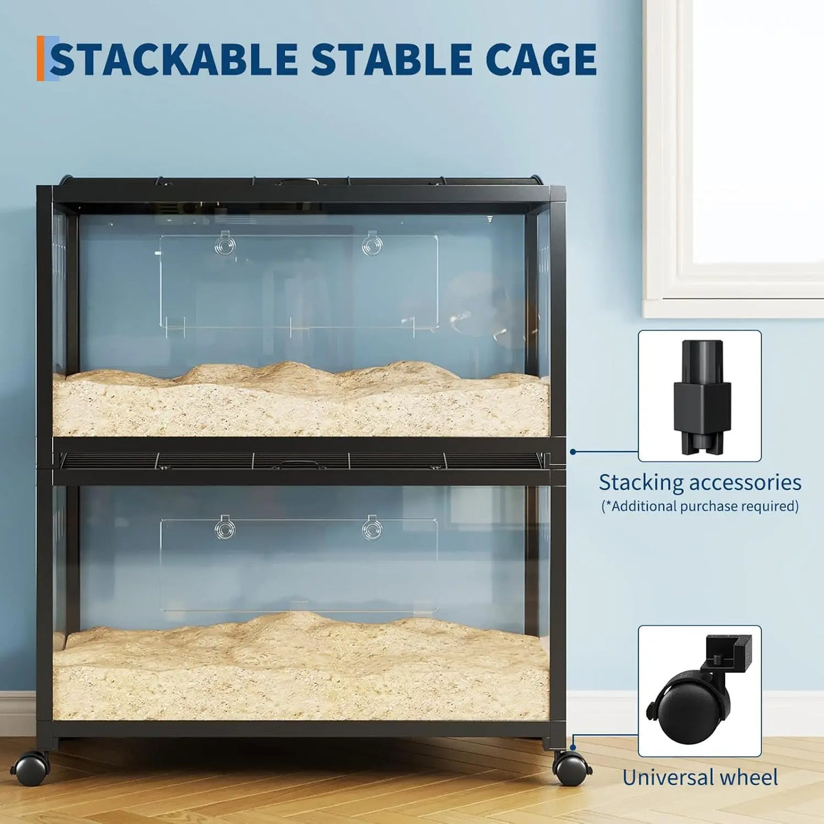 HiMISS 3 Tier Hamster Cage With Running Wheel And Bowl