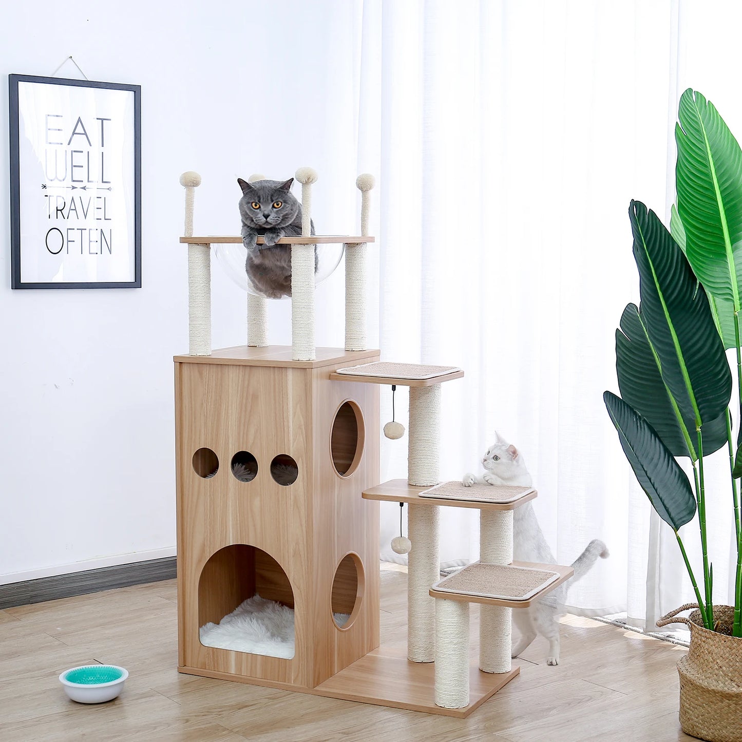 PAWZ Ro Multi Level Cat Tree Indoor Wood Tower With Scratching Posts