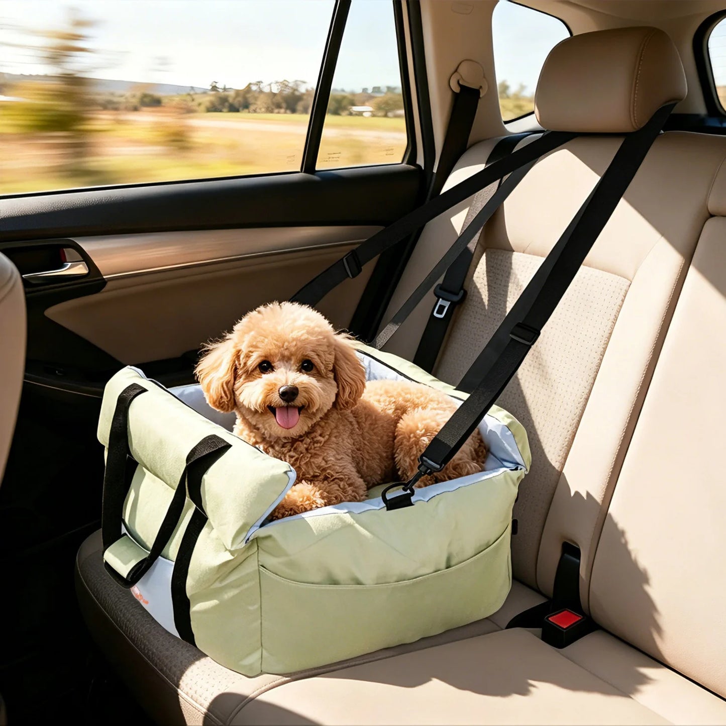BINGOPAW Small Dog Car Seat Booster With Safety Belt