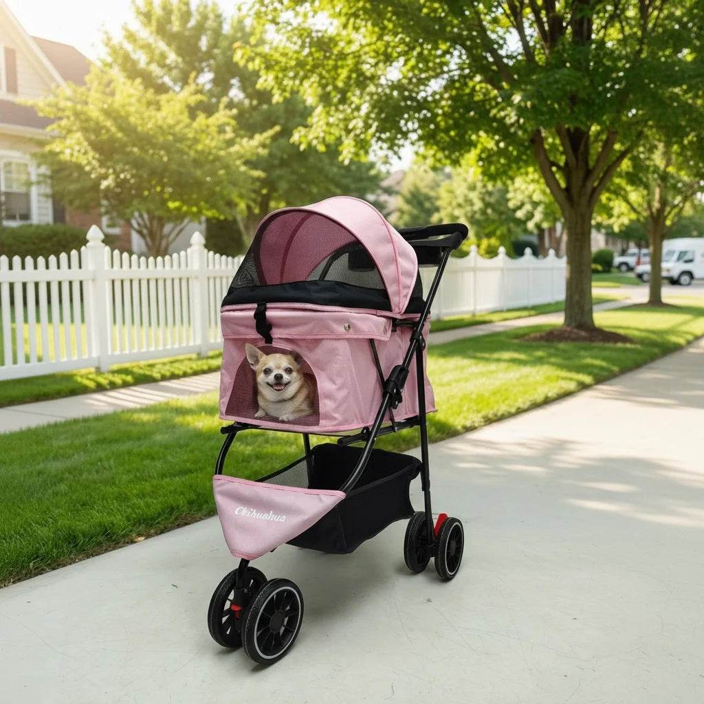 Chihuahua Pet Stroller Foldable Travel Carrier For Small Dogs And Cats