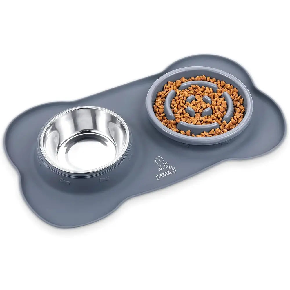 Slow Feeder Dog Bowl With Non Skid Silicone Mat Safe