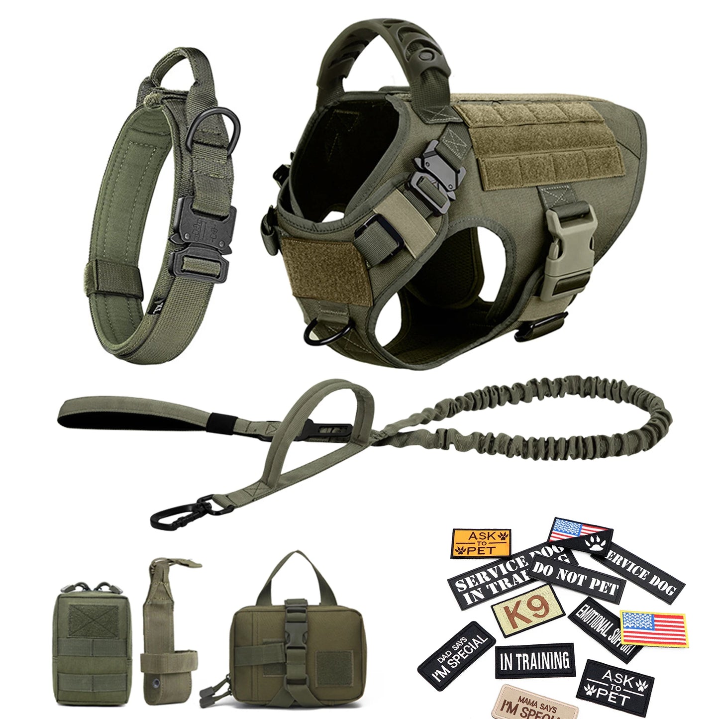 PETRAVELCN Military Dog Harness Vest Set With Patches For Malinois