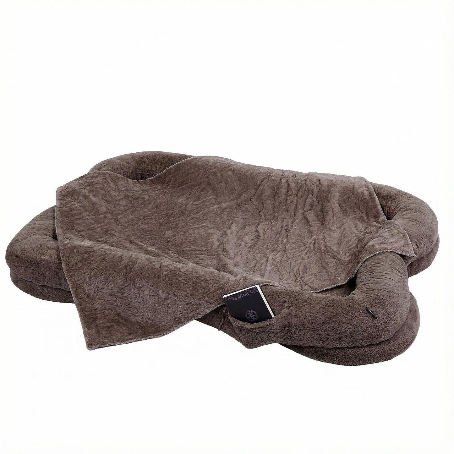 Plush Dog Bed Non Slip Washable With Blanket And Pocket