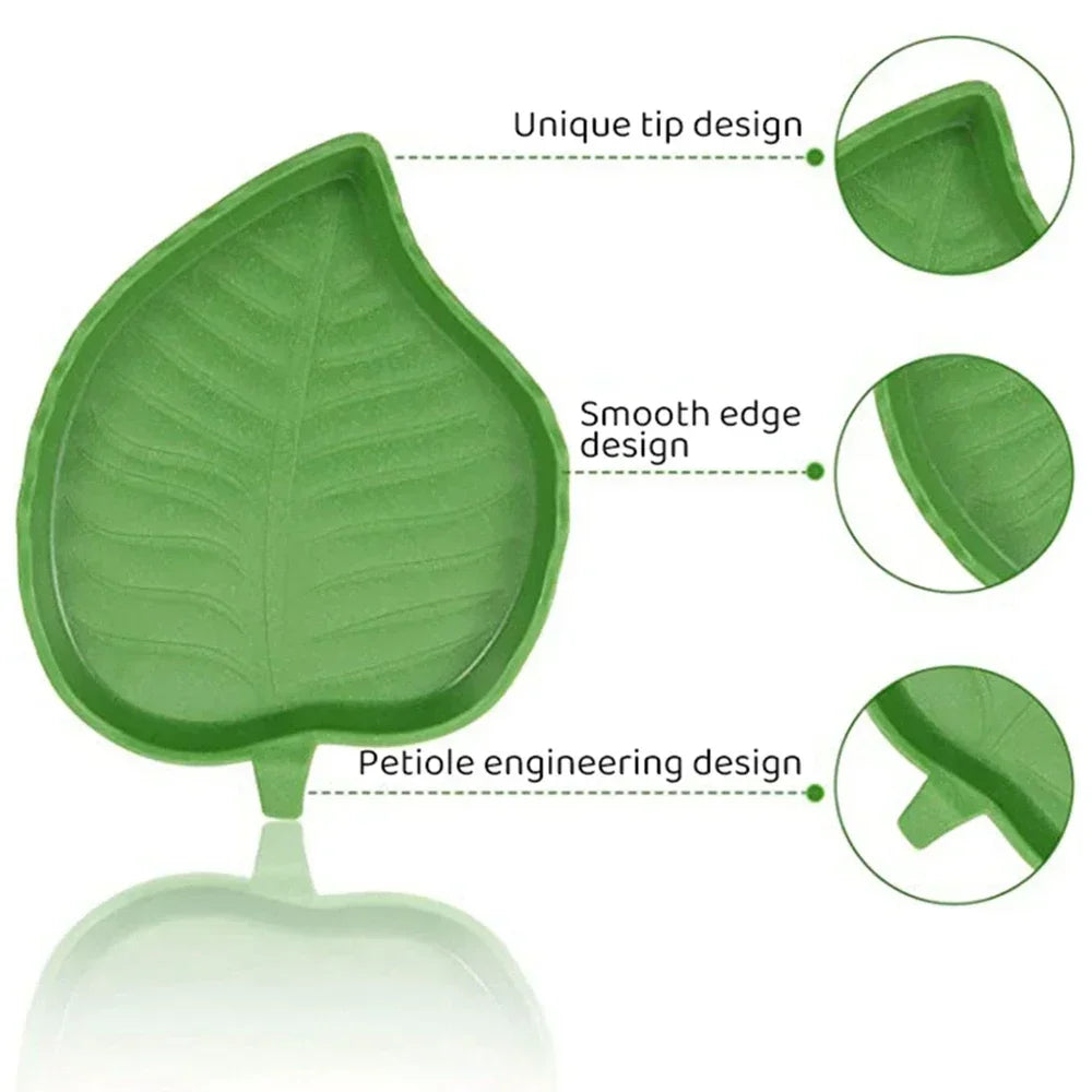 Leaf Shape Reptile Feeder Food Water Bowl