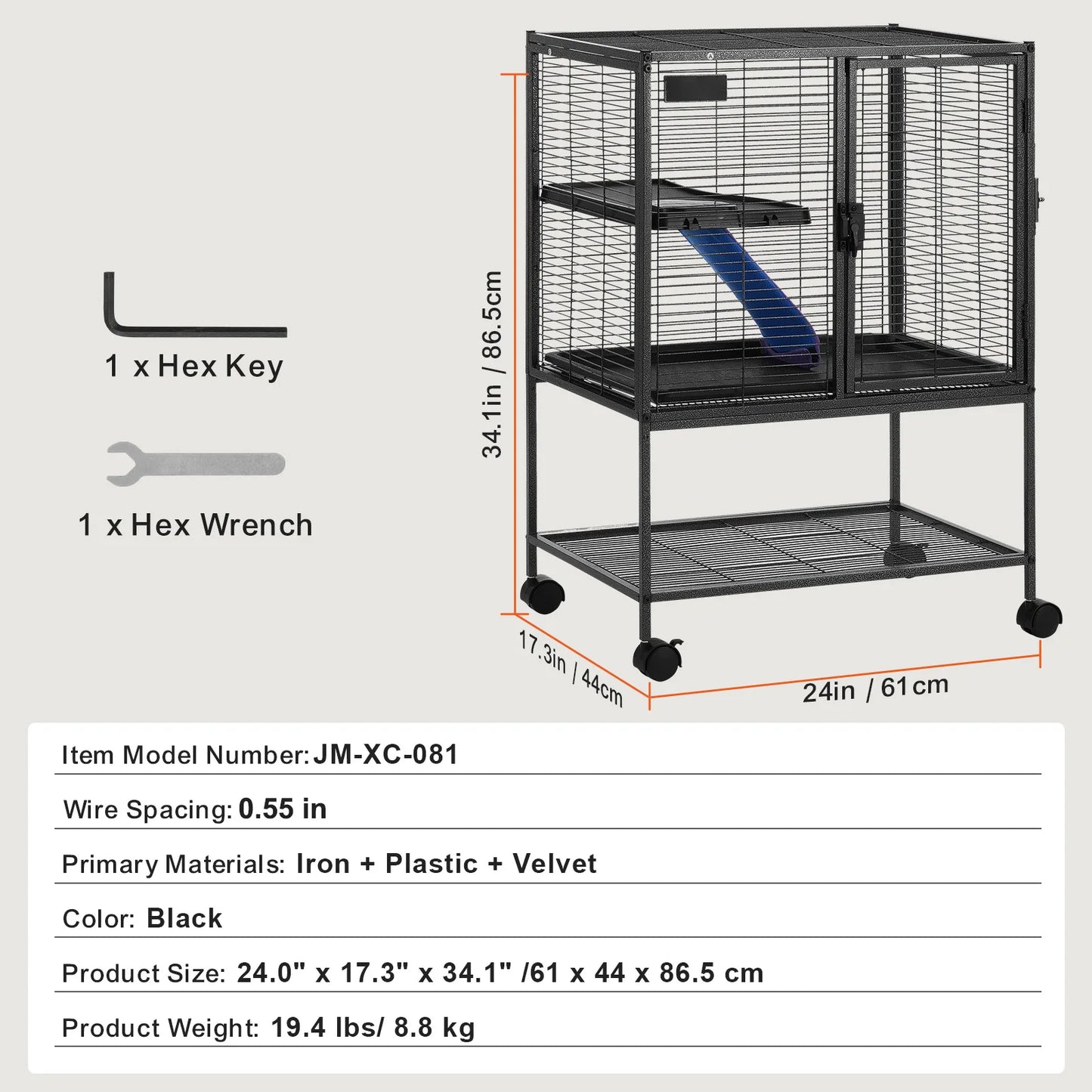 NONECN Ferret Cage 4-Tier Critter Nation
