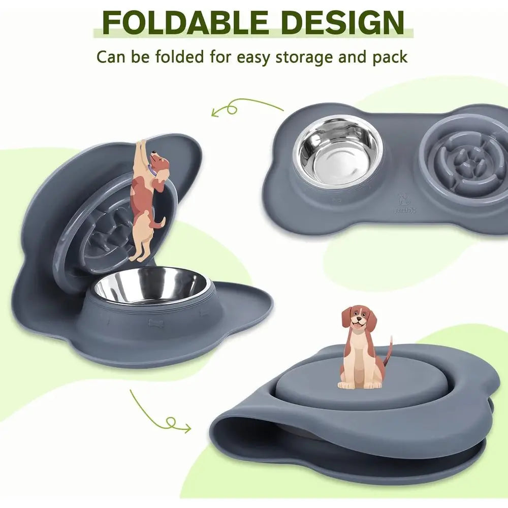 Slow Feeder Dog Bowl With Non Skid Silicone Mat Safe