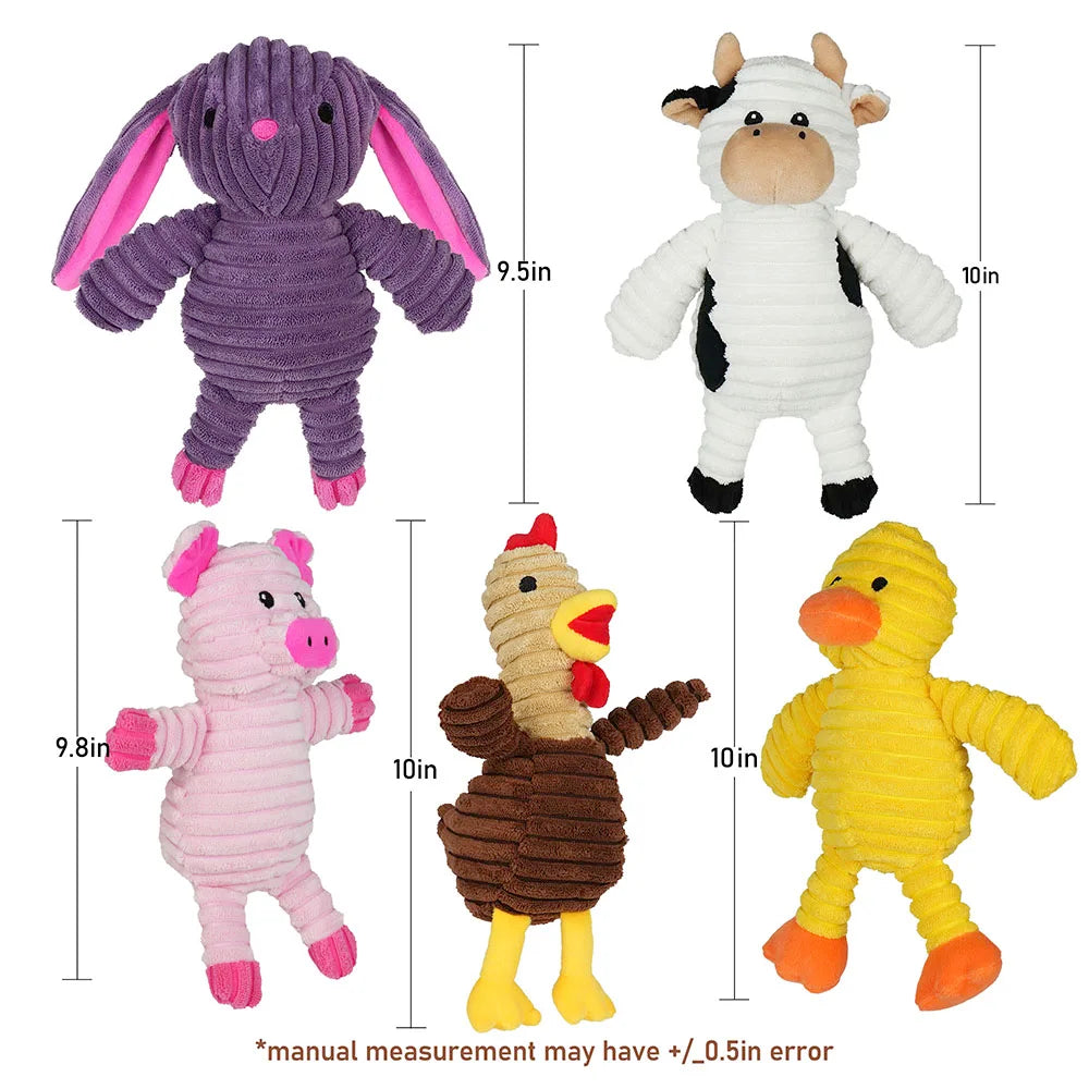 Five Pack Plush Dog Toys Squeaky Set Assorted Value Bundle For Dogs