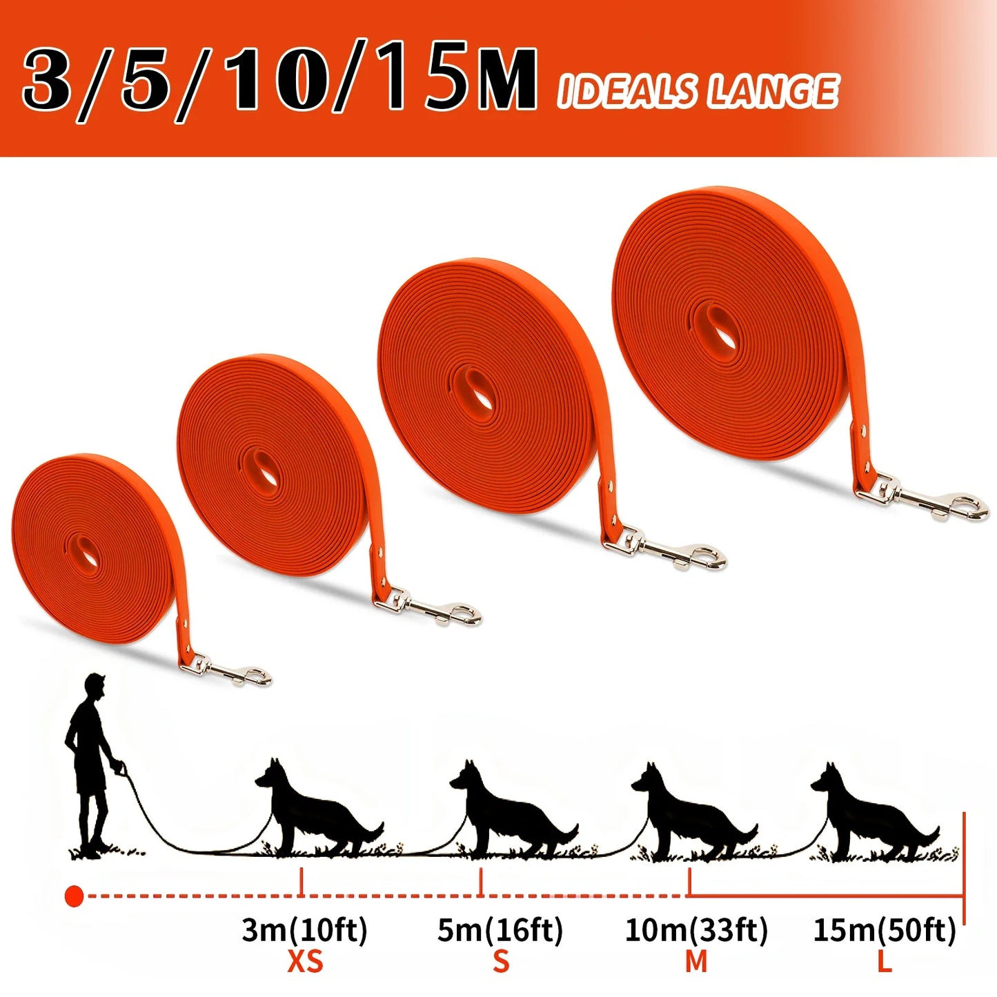 Waterproof PVC Dog Leash Easy Clean Walking Lead Durable