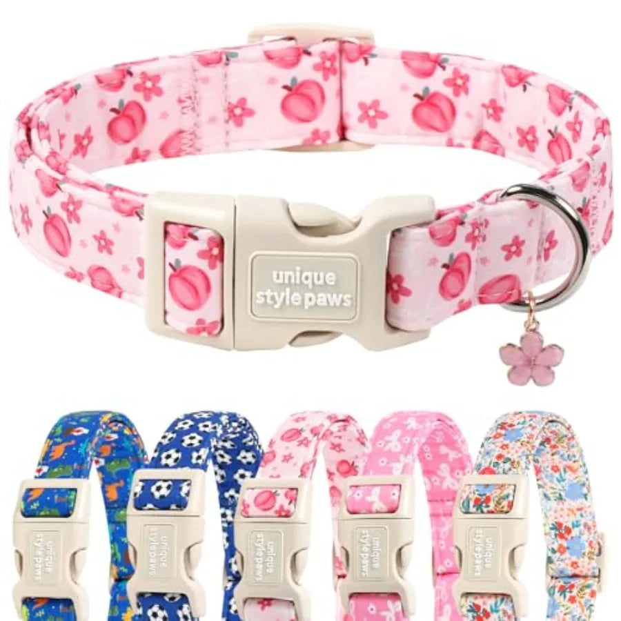 Dog Collar With Pendant Coconut Tree Design Plastic Buckle