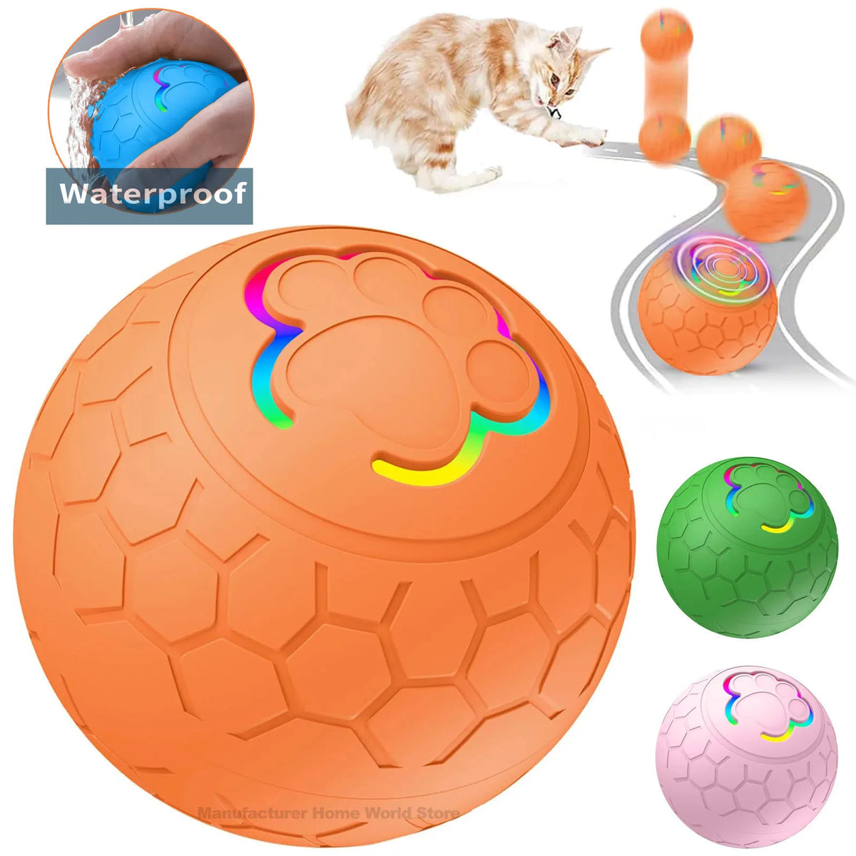 Interactive Electronic Dog Toy Ball With Automatic Bouncing LED Lights