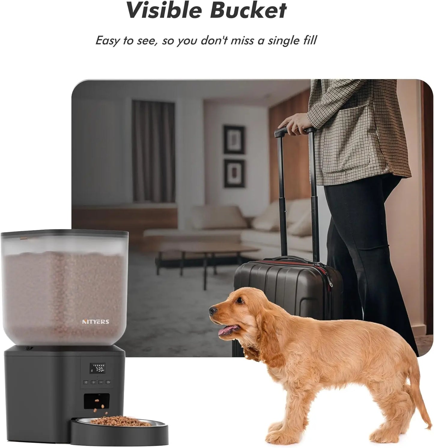Nityers Automatic Pet Feeder With Voice Recorder Dual Power
