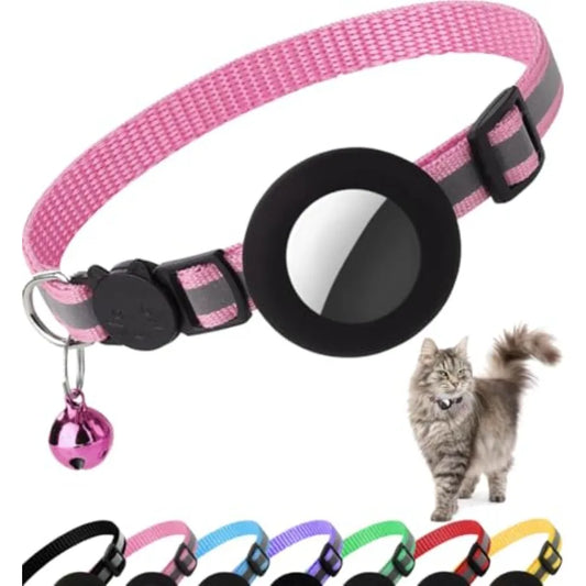 AirTag Cat Collar Breakaway Reflective Kitten Collar With Bell Holder