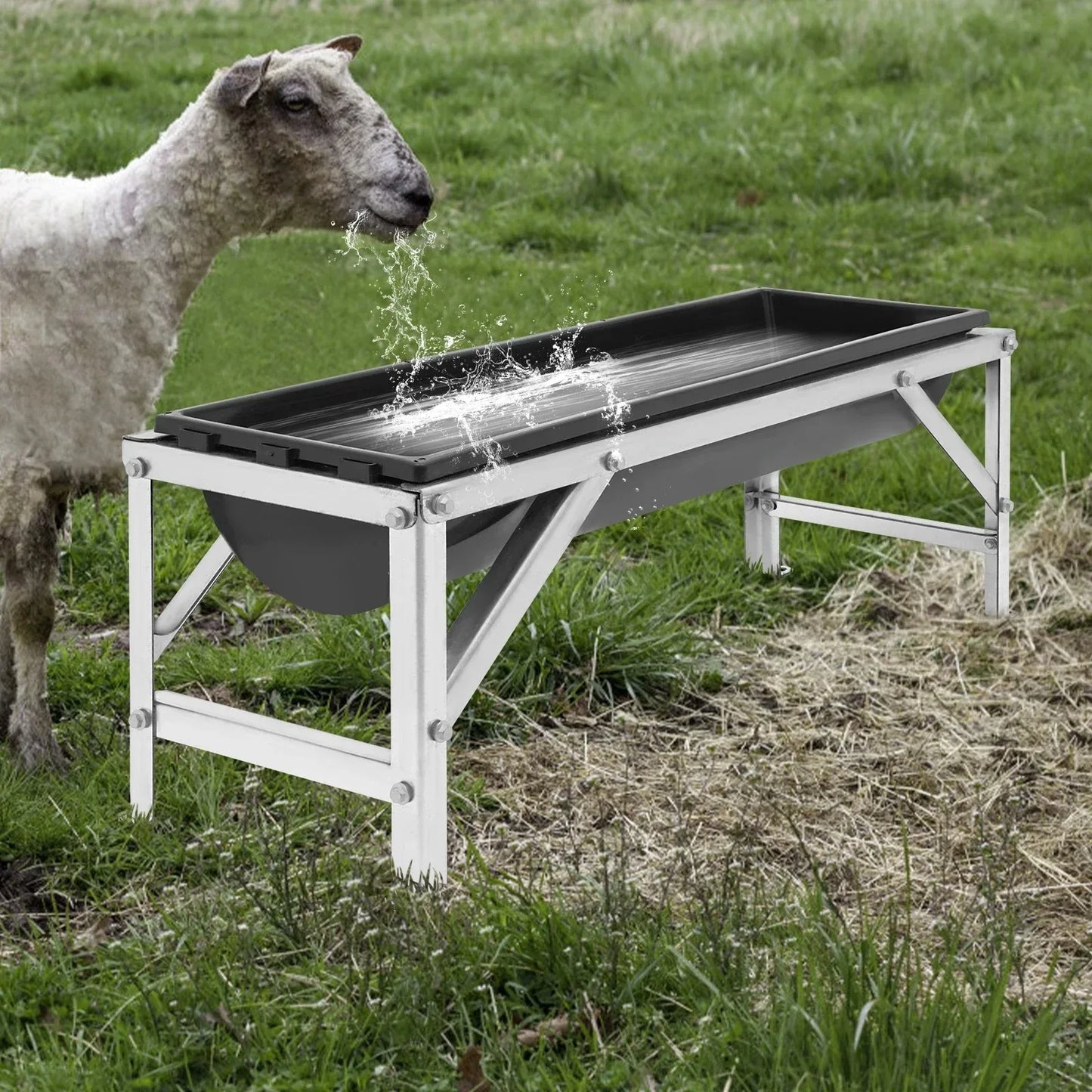 Large Capacity Livestock Feed Trough With Stand Goats Pigs Cows