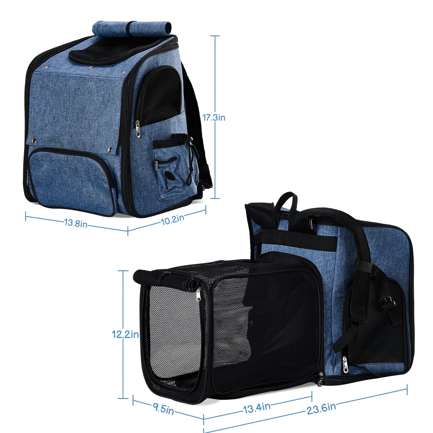 Expandable Pet Carrier Backpack for Cats and Dogs Breathable Mesh