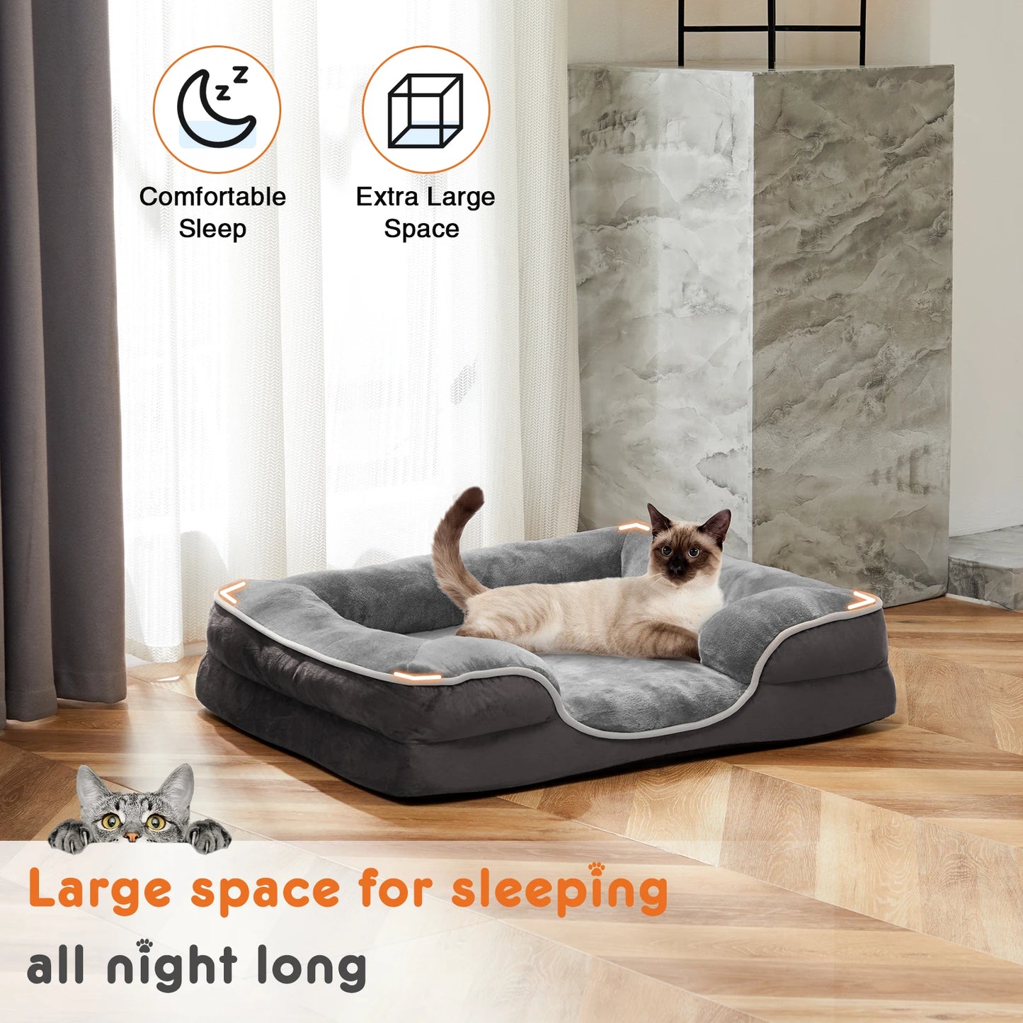 JHK Orthopedic MemoryFoam Dog Bed for Small Pets Washable