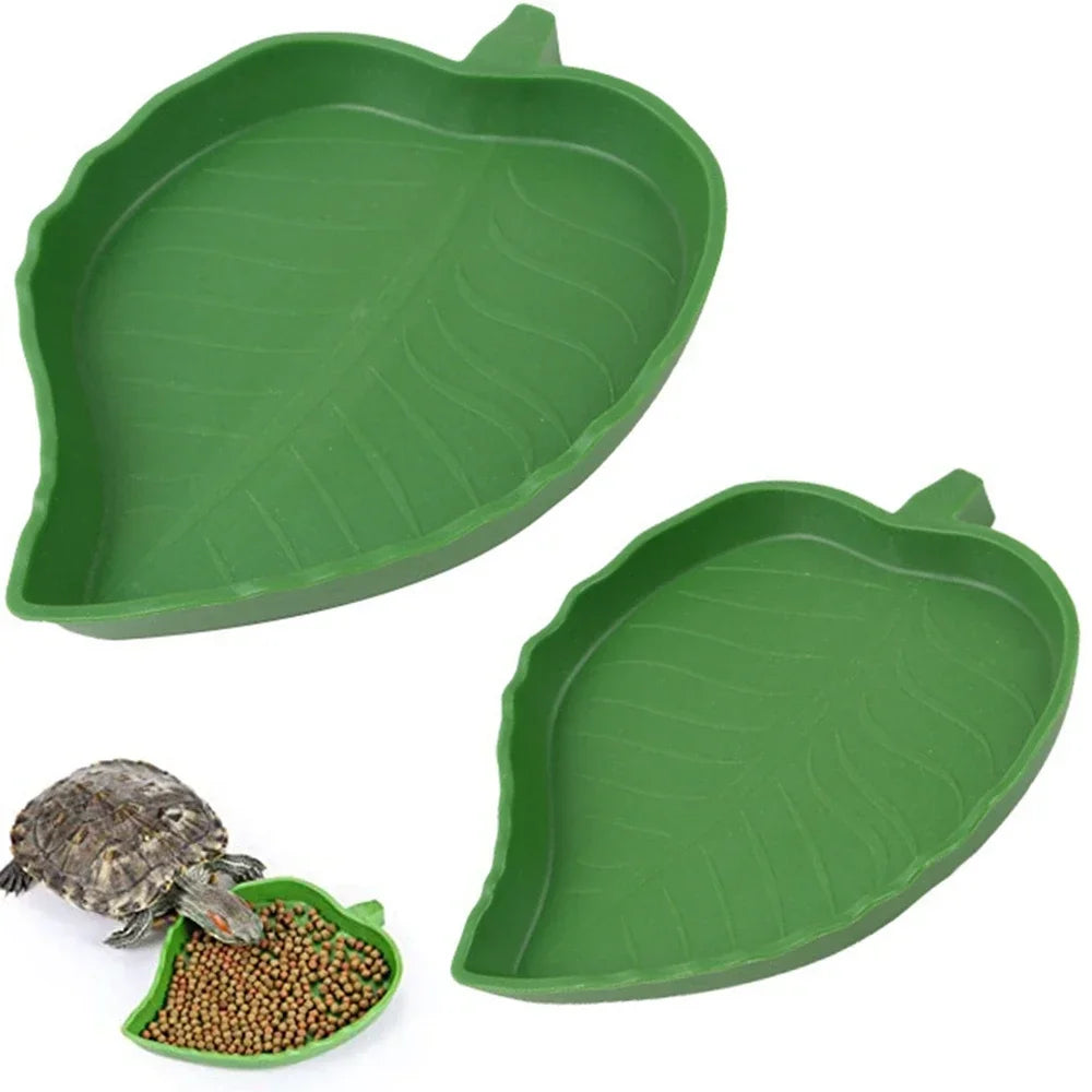 Leaf Shape Reptile Feeder Food Water Bowl