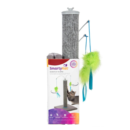 Spin Cat Toy Wand For Cats Carpet Scratching Post Interactive