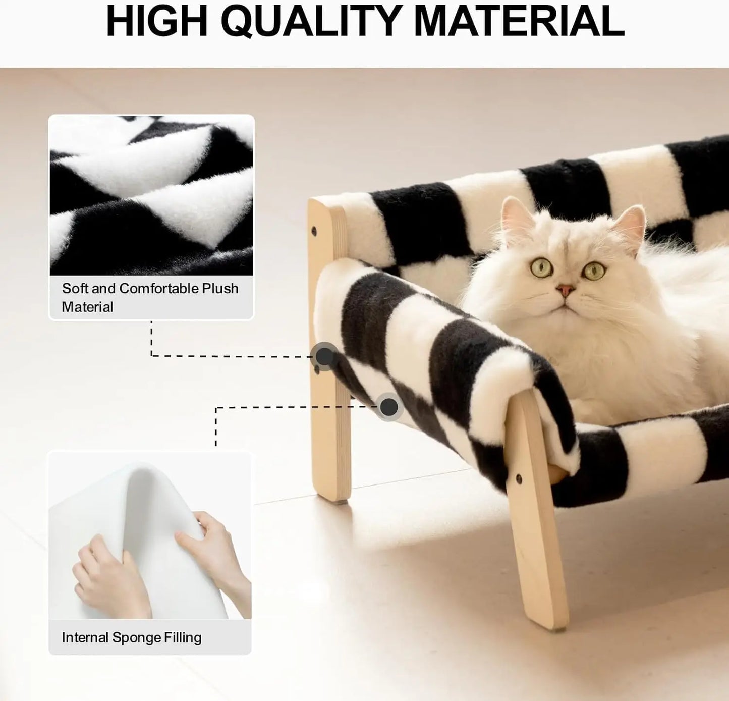 MEWOOFUN Cat Couch Bed Wooden Indoor Elevated Pet Sofa