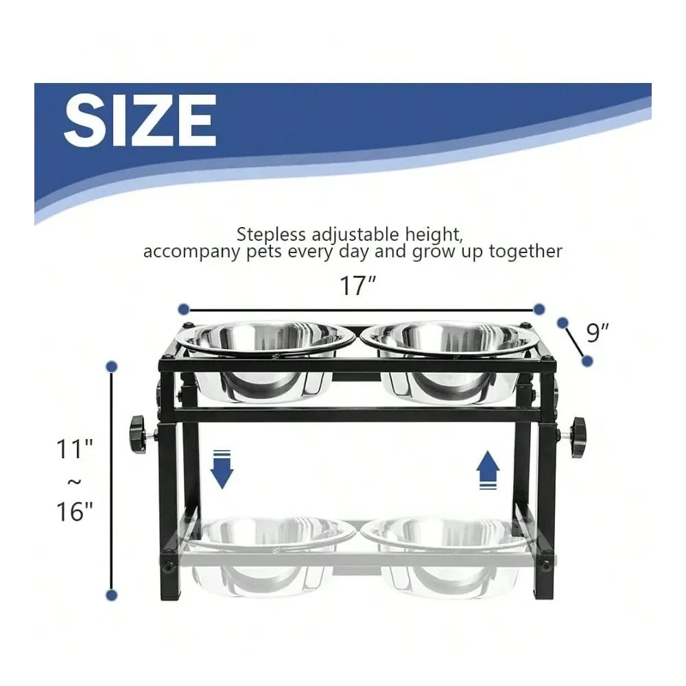 Stainless Steel Elevated Dog Feeder With Dual Bowls