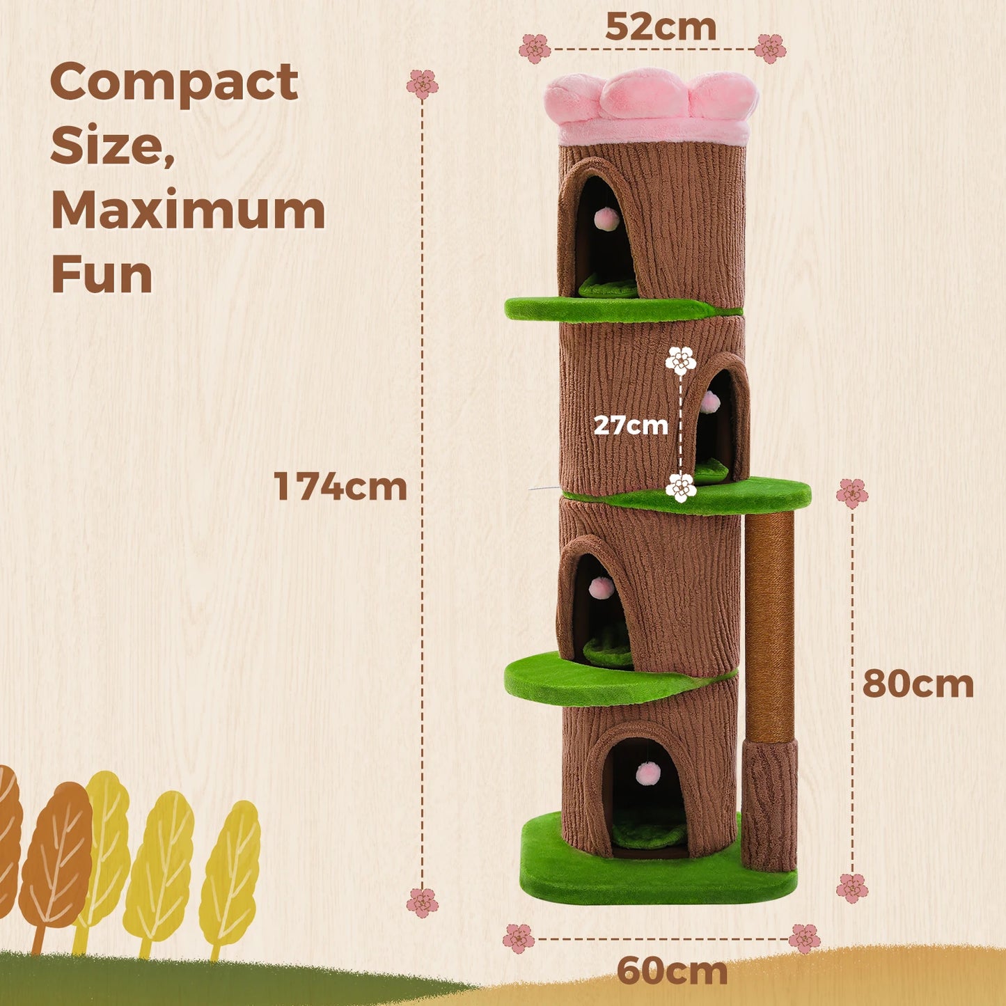 PAWZ Road Large Cat Tree Tower With 4 Condos And Scratching Posts