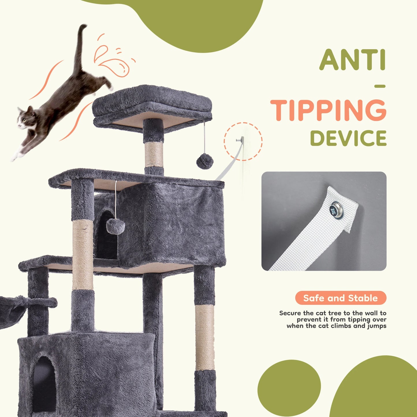 JHK Cat Tree Tower Multi Level Climbing With Condo