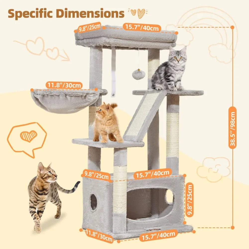NBVCX Cat Tree With Condo And Plush Perch Indoor Cats