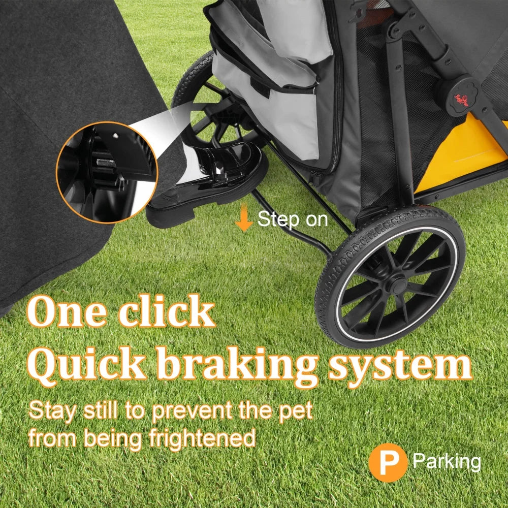 Foldable Dog Stroller Carrier Cup Holder 4 Wheel Jogger 42kg