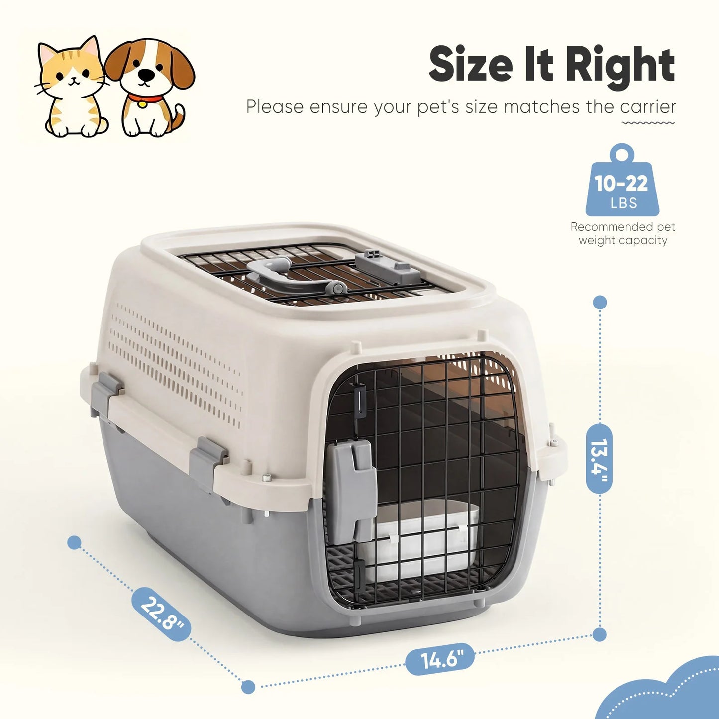 Pet Carrier For Dogs And Cats Front Top Load Crate