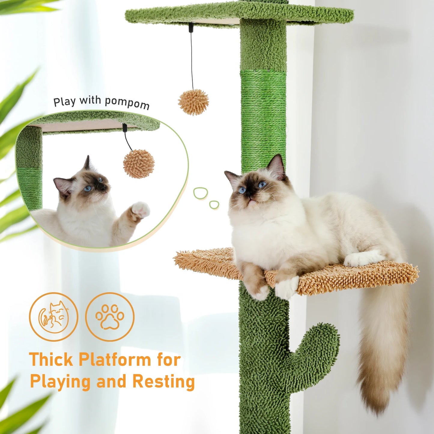 PAWZ Road 5 Tier Floor To Ceiling Cat Tree With Scratching Post