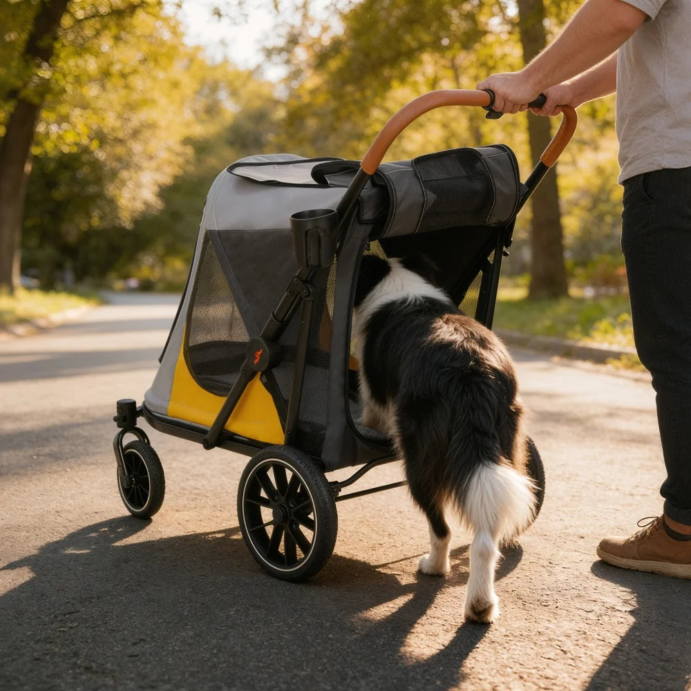 Foldable Dog Stroller Carrier Cup Holder 4 Wheel Jogger 42kg