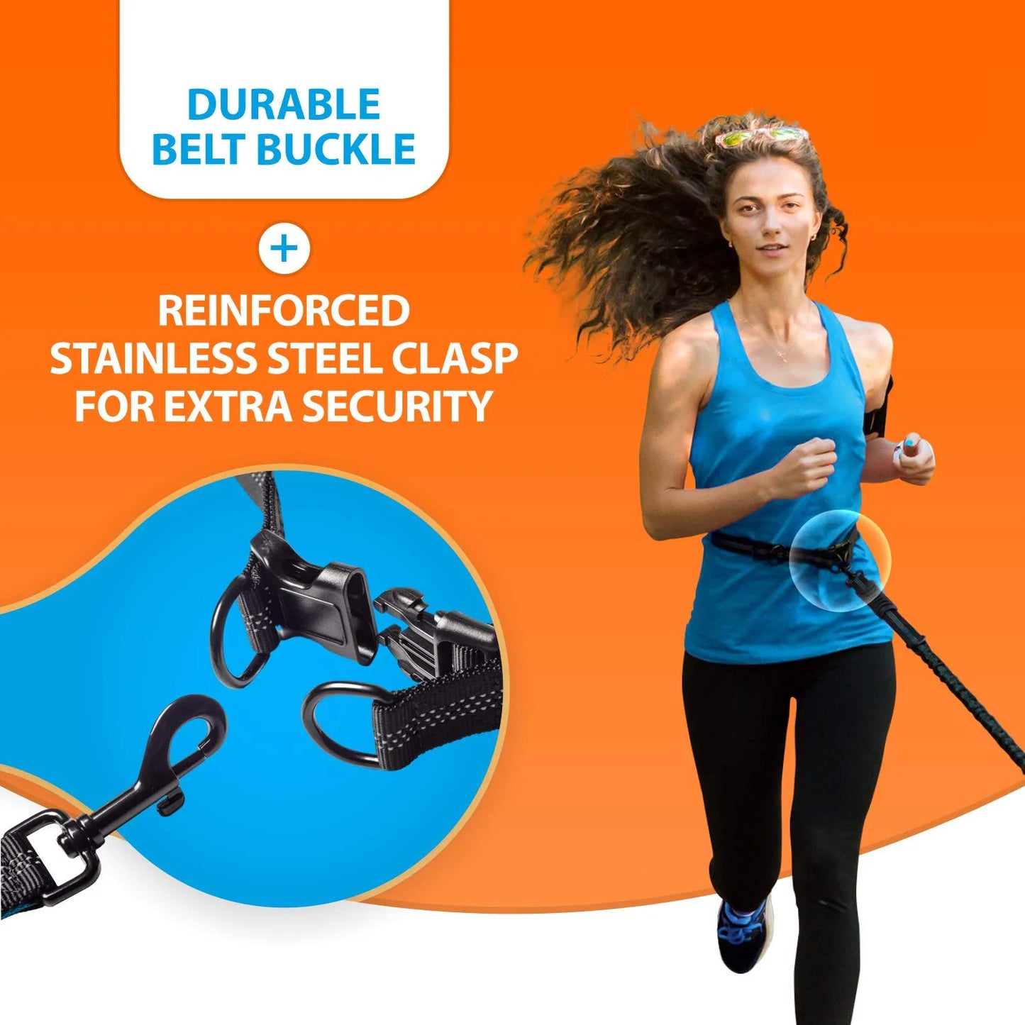 NONECN Double Dog Leash Hands Free Bungee Reflective Padded Handle