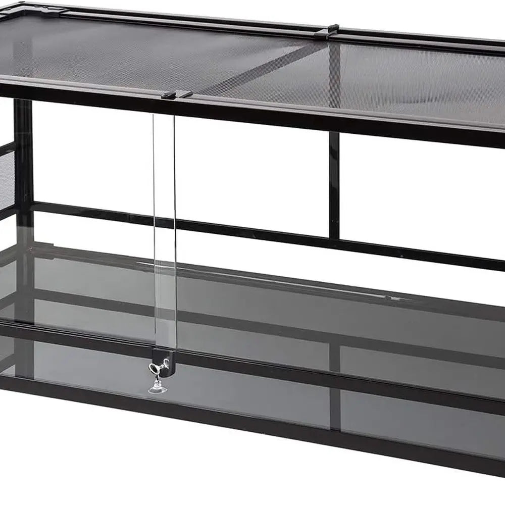 Reptile Tank Glass Front With Sliding Screen Door And Ventilation