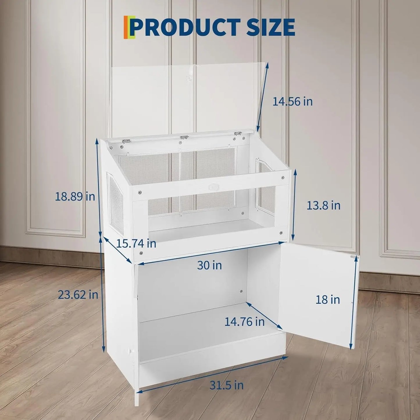 HiMISS Hamster Cage With Storage Cabinet And Easy View Acrylic Panels