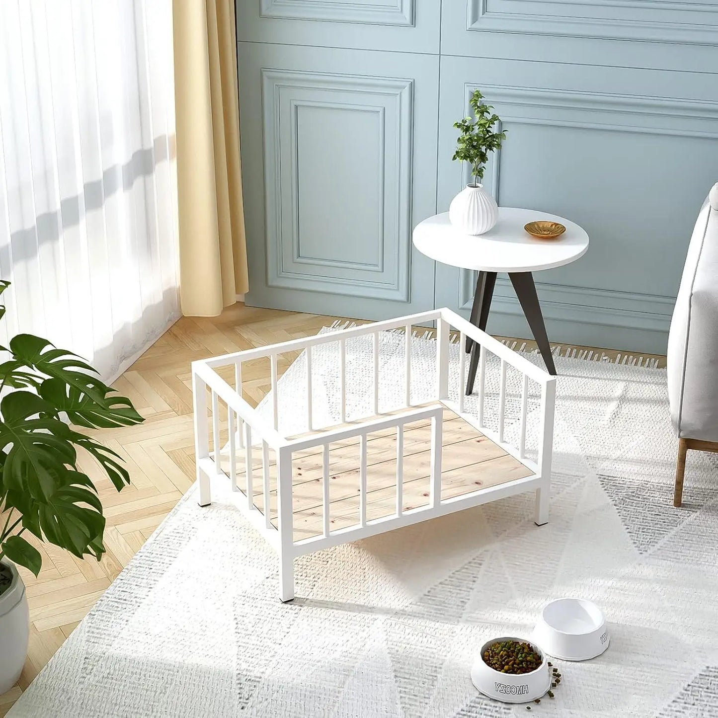 Elevated Dog Bed With Rails And Washable Mat For Pets