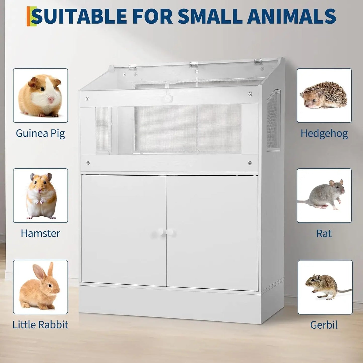 HiMISS Acrylic Animal Cage With Storage Cabinet Habitat