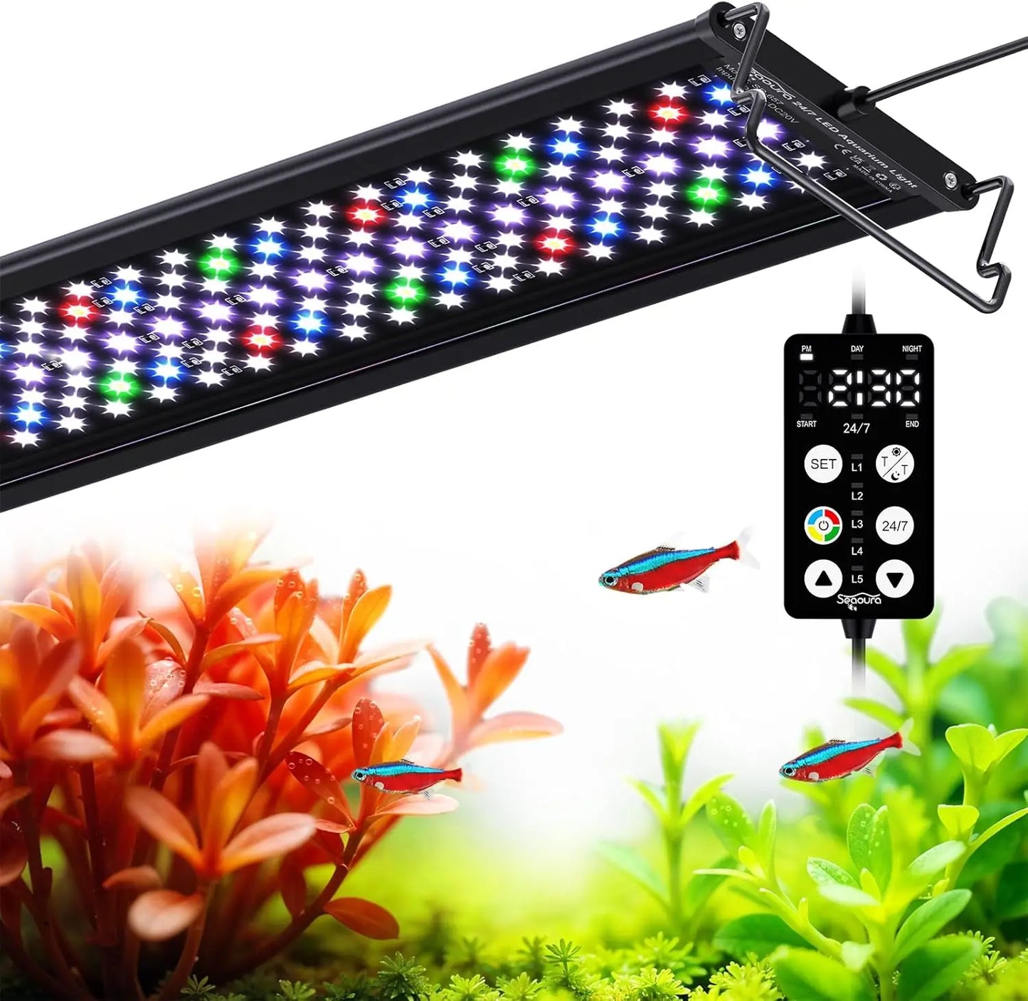 LED Aquarium Plant Light With Custom Timer And Power Off Memory Full Spectrum