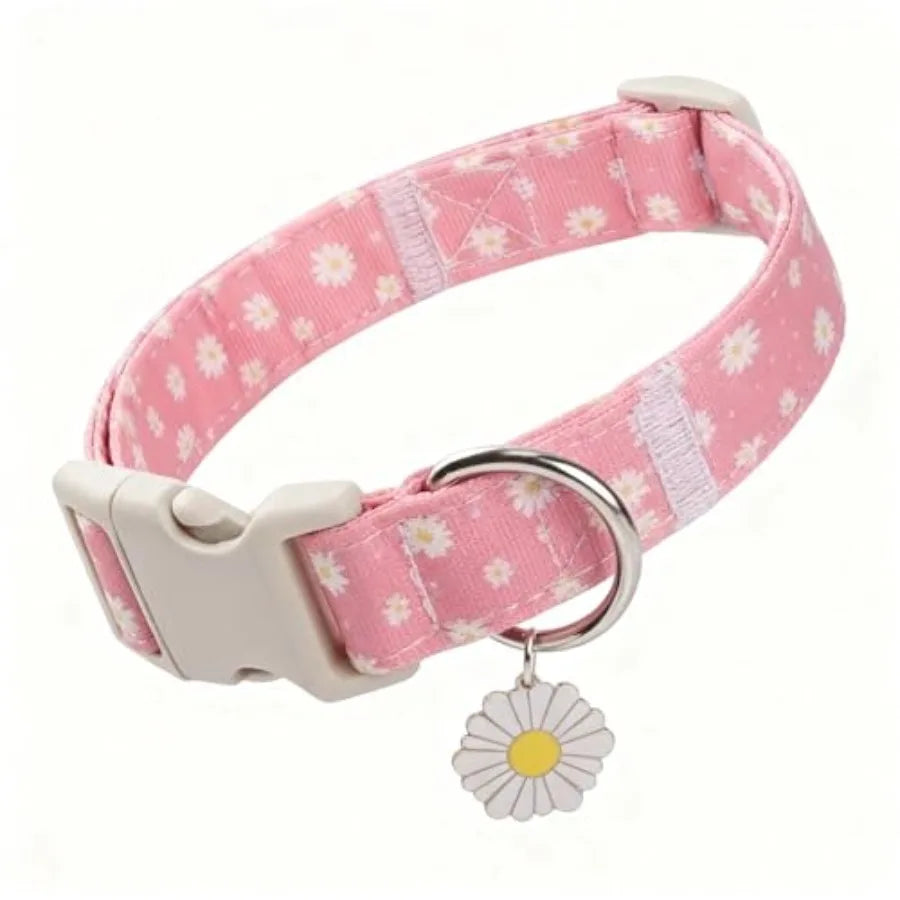 Daisy Dog Collar Quick Release Soft Cotton Pet Collar