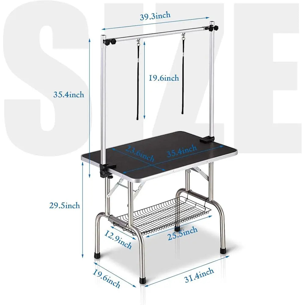 Adjustable Pet Grooming Table With Arm Noose And Mesh Tray
