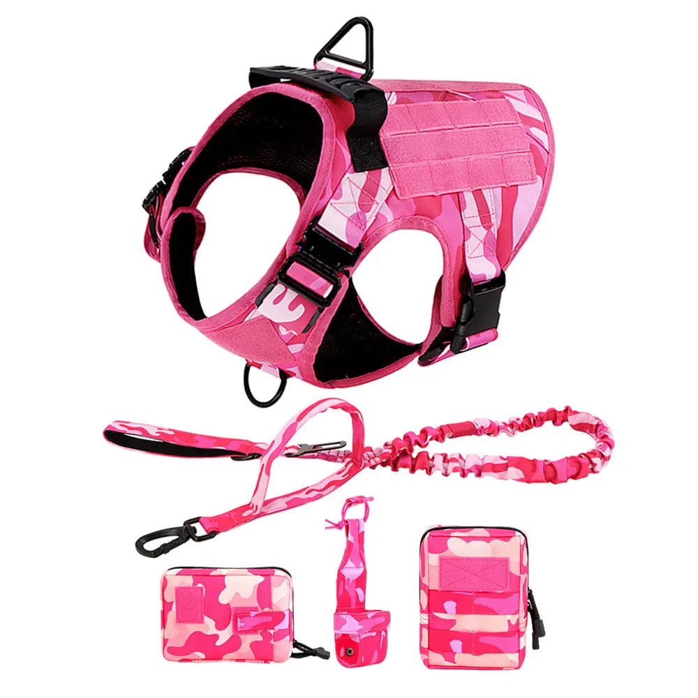 Military Style Padded Nylon Dog Harness With Quick Release Buckle