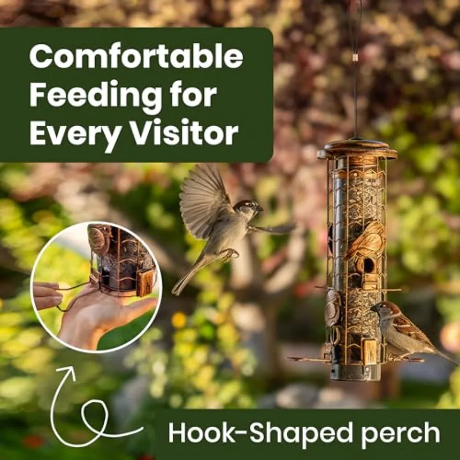 Squirrel Proof Bird Feeder Outdoor Hanging Tube Mealworms And Seeds