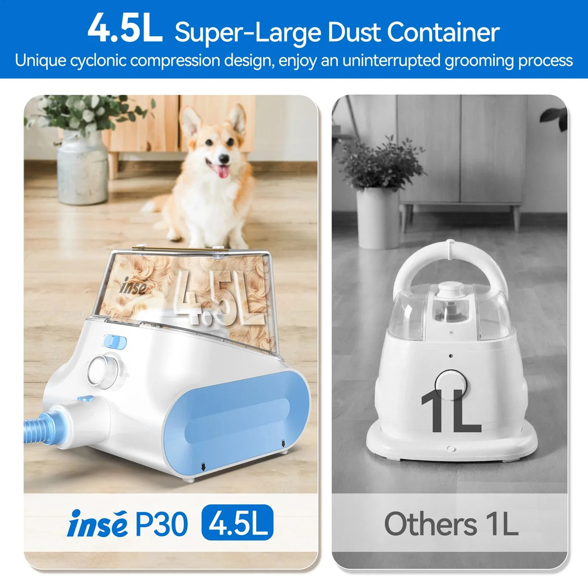 INSE Low Noise Pet Grooming Vacuum with Hair Clipper