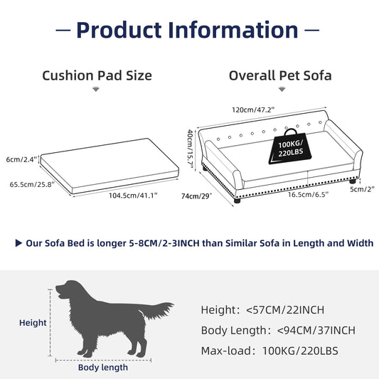 Bingopaw Elevated Dog Sofa Bed With Removable Cushion