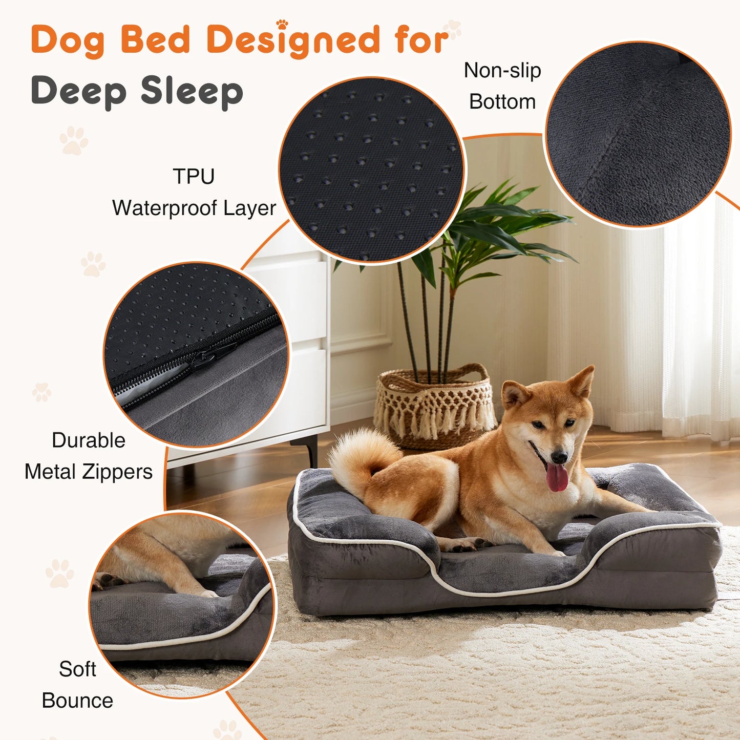 JHK Orthopedic MemoryFoam Dog Bed for Small Pets Washable