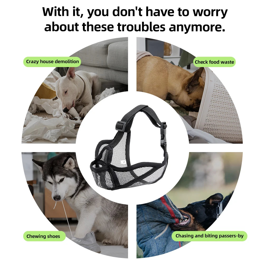 Breathable Dog Muzzle For Short Snouted Breeds Prevent Barking