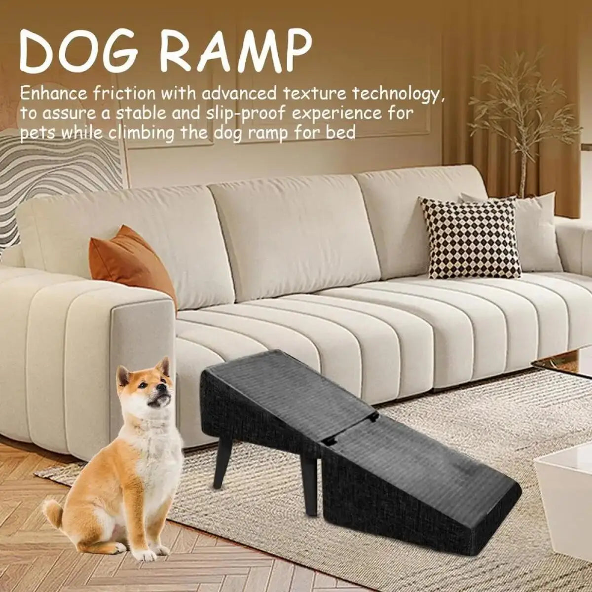 Foldable 2-In-1 Dog Ramp Stairs Non Slip for Small Pets