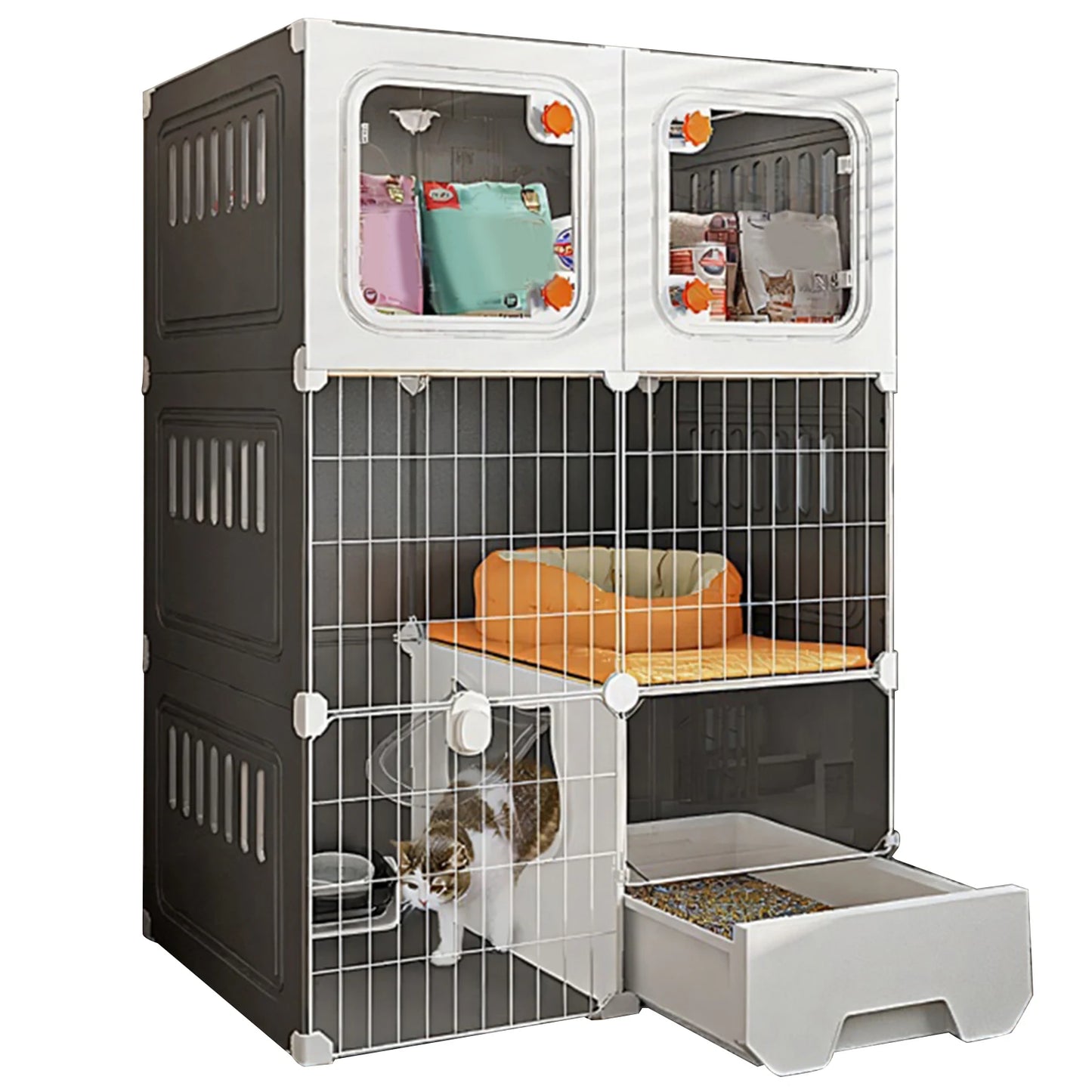 Indoor Cat Cage With Bed DIY Metal Wire Kennel Hammock