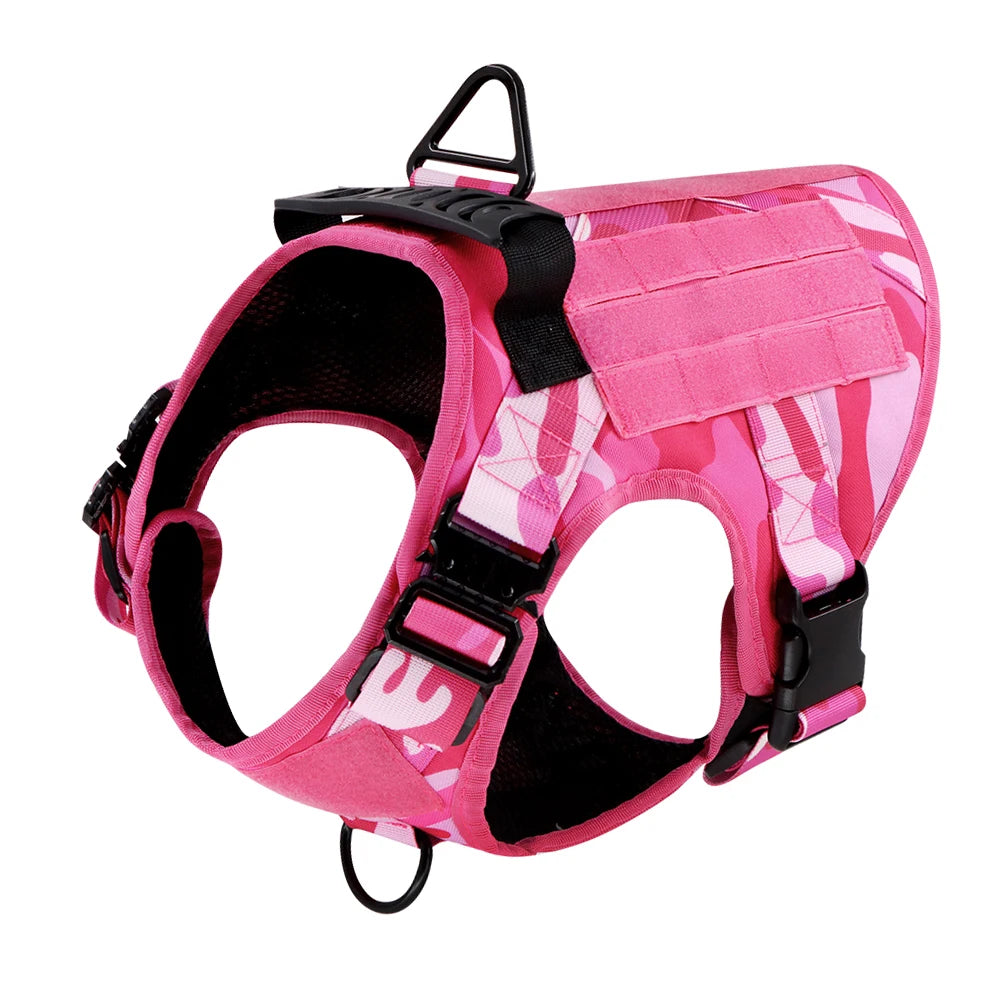 Military Style Padded Nylon Dog Harness With Quick Release Buckle